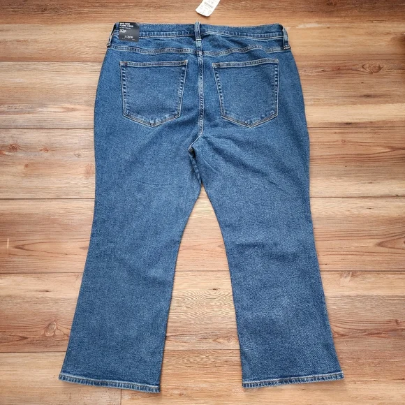 J. Crew Jeans Womens 32P Blue Mid-Rise Flare Crop NEW - Picture 2 of 9
